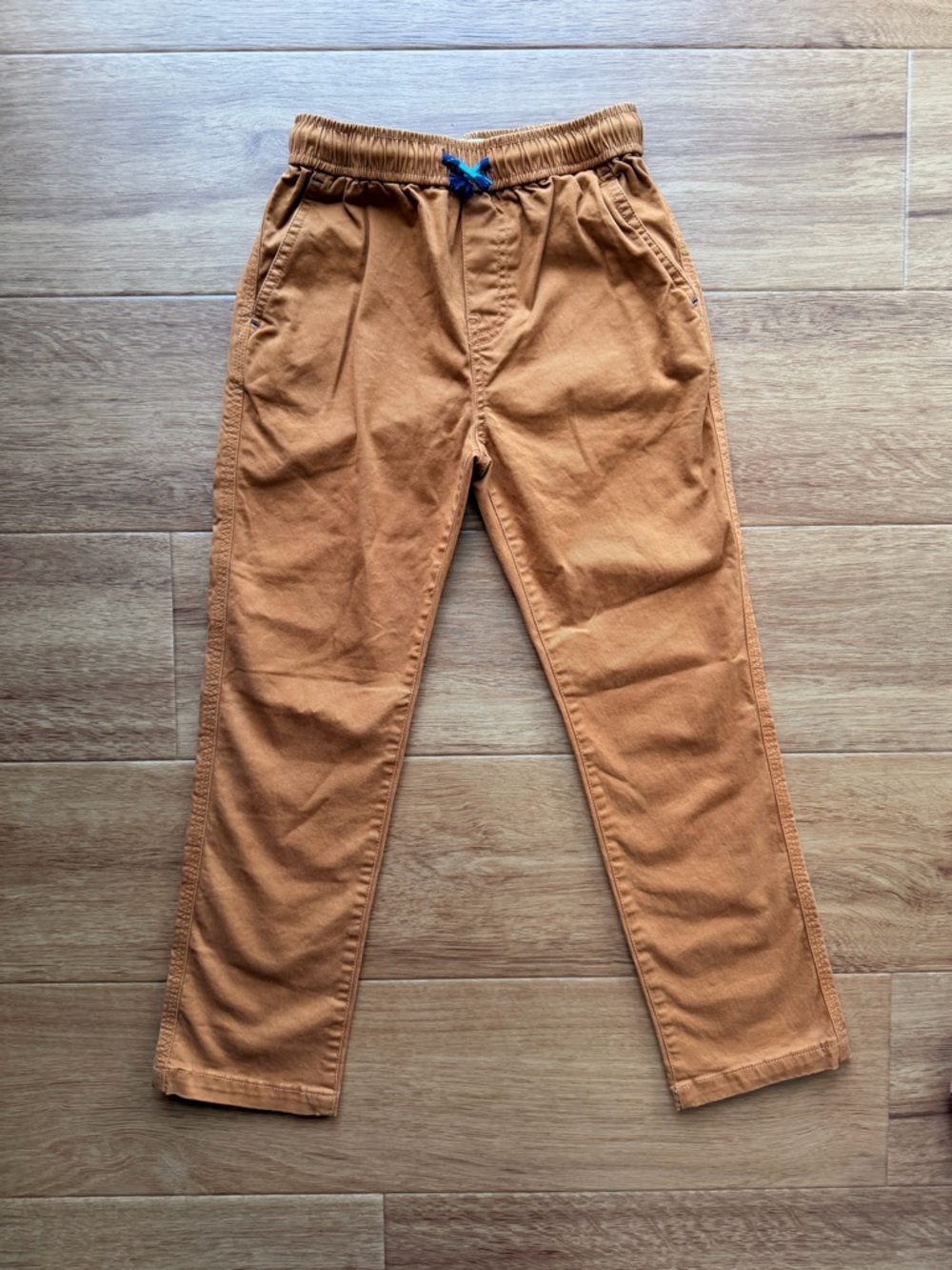 NWOT Mini Boden Boys Pull-On Chino Pants 8Y Brown Elastic Waist Cotton